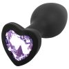 Sunfo Silicone Anal Plug with Heart Gem (Black & Purple)