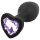 Sunfo Silicone Anal Plug with Heart Gem (Black & Purple)