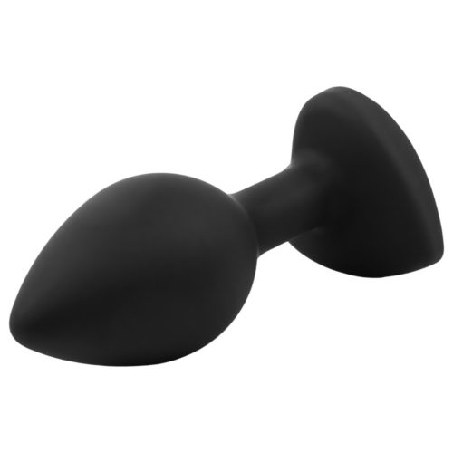 Sunfo Silicone Anal Plug with Heart Gem (Black & Purple)
