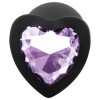 Sunfo Silicone Anal Plug with Heart Gem (Black & Purple)
