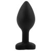Sunfo Silicone Anal Plug with Heart Gem (Black & Purple)