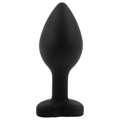 Sunfo Silicone Anal Plug with Heart Gem (Black & Purple)