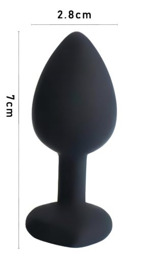 Sunfo Silicone Anal Plug with Heart Gem (Black & Purple)